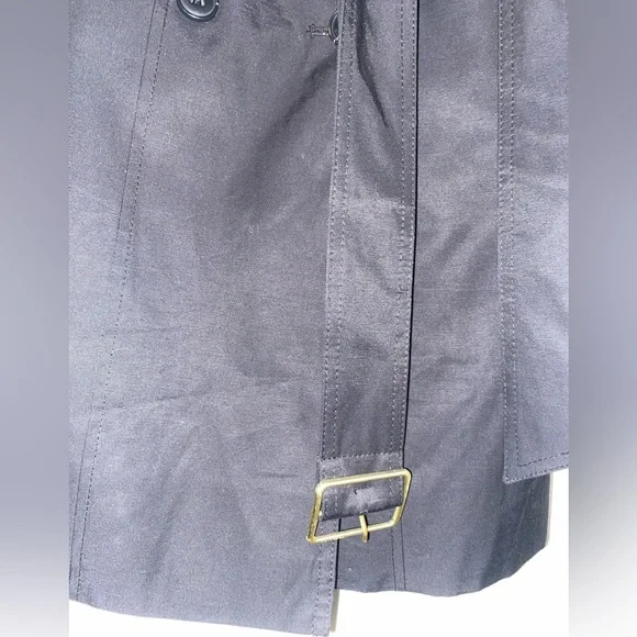 Cole Haan Black Trench Coat with Detachable Hood - Picture 4 of 9